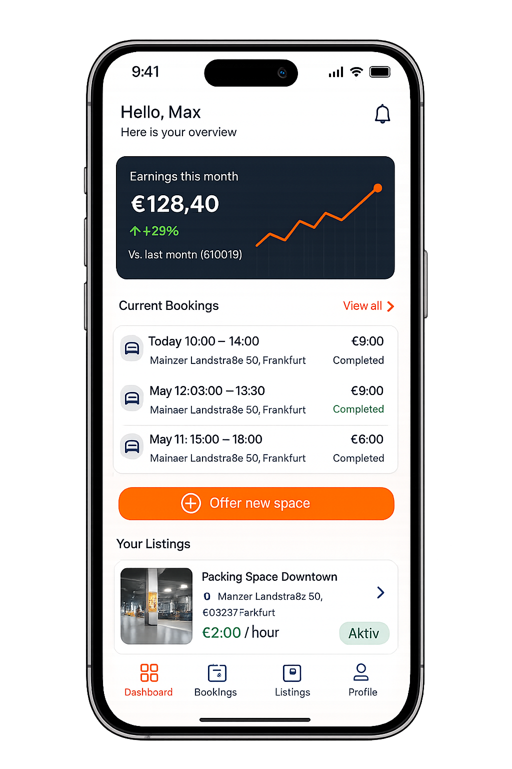 Owner dashboard on smartphone